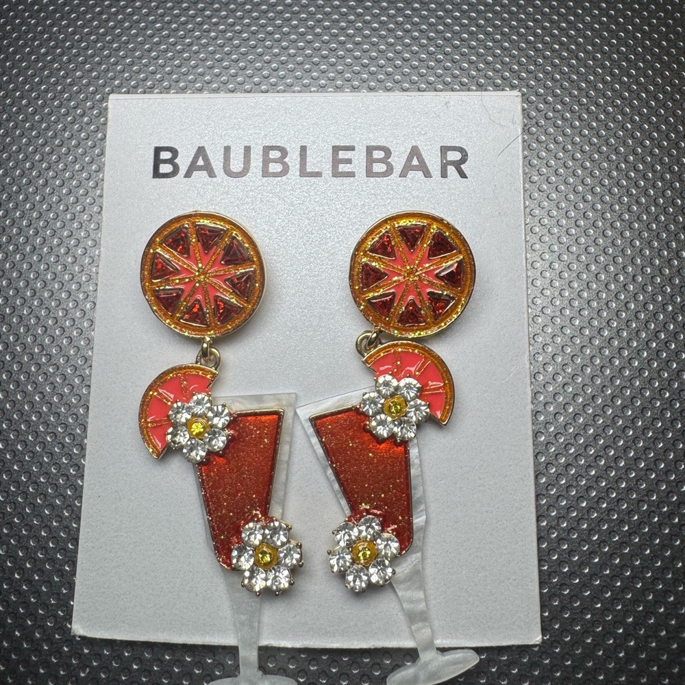 NEW…. BaubleBar Red and Gold Cocktail Earrings